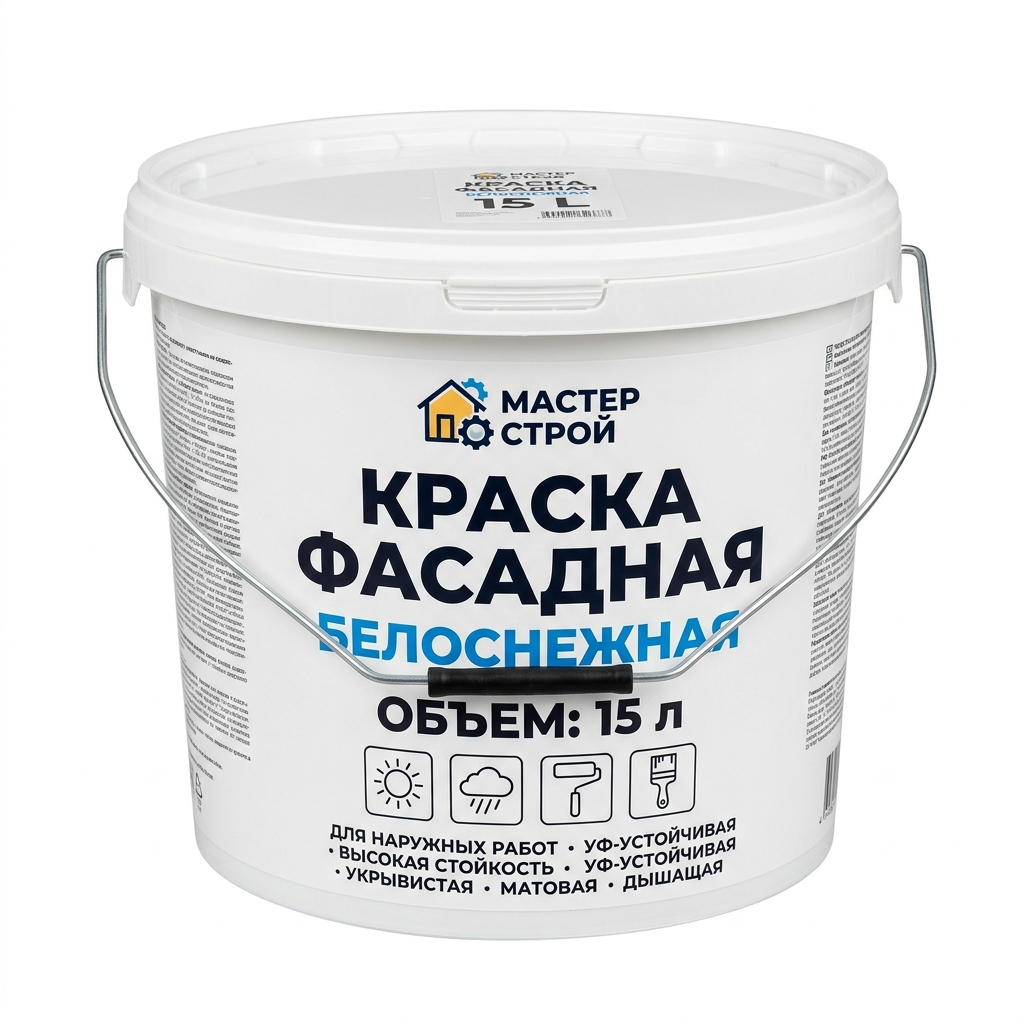 Краска фасадная белая, 15 л